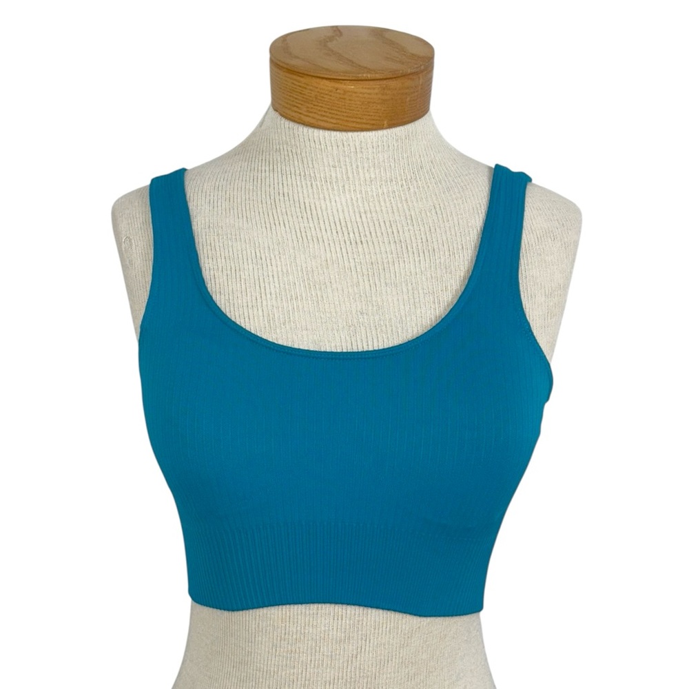 LILIAS ACTIVE Teal Ribbed Knit Sports Bra Small